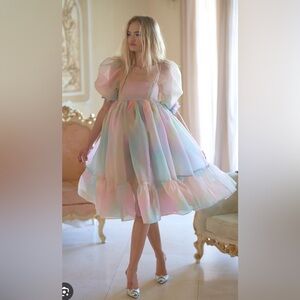 NWT Selkie rainbow french puff dress XL